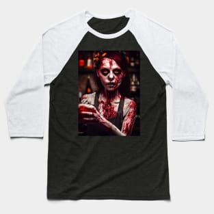 Zombie Bartender Portrait Baseball T-Shirt